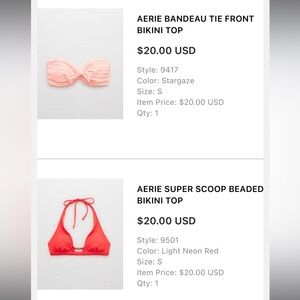 All 4 bikinis for $5. American Eagle/ Aerie lightly used swim wear. Size small.